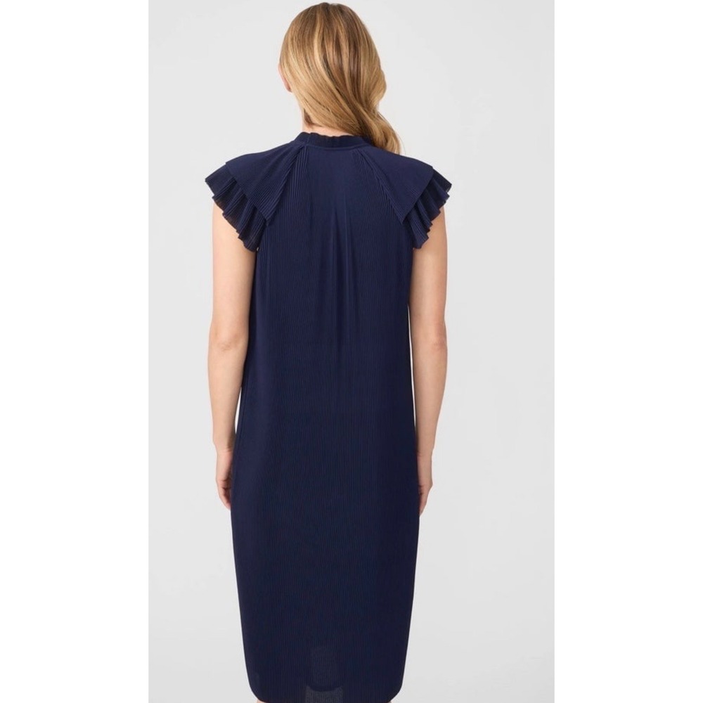J.McLaughlin Aisha Dress Navy Blue Micro-Pleated Flutter Sleeve Midi Small NEW - Picture 14 of 14